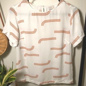 A New Day - Boxy Chiffon Blouse w Modern Print